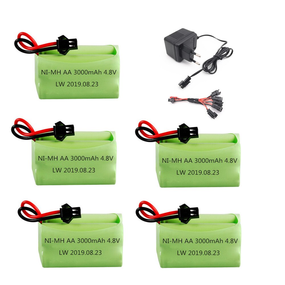 4.8 V 3000 Mah Batterij En Oplader Voor Rc Speelgoed Auto 'S Tanks Robots Boten Guns 4 * Aa 4.8 V 2400 Mah Oplaadbare Batterij: Blauw