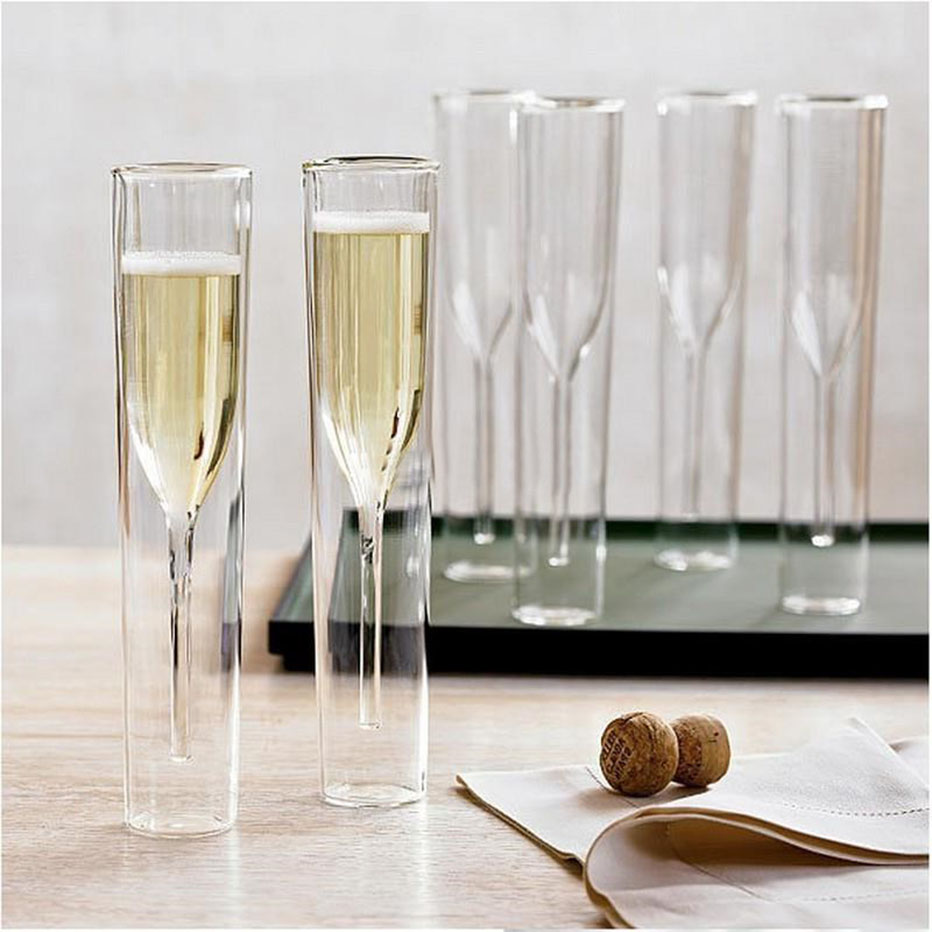 KHGDOR Double couches coupes à Champagne flûtes en verre gobelet bulle vin tulipe Cocktail Whisky tasse de fête de mariage tasses