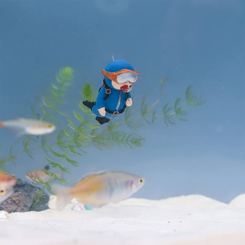 A9LB Aquarium Resin Ornaments Floating Diver Decorations Betta Fish Tank Accessories Landscape Decor 2.55x1.18x1.37 Inches