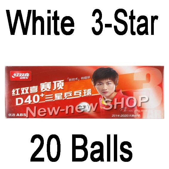 DHS 3-Stern D40 + Tischtennis Bälle (3 Sterne, neue Material 3-Stern Gesäumt Wird ABS Bälle) Kunststoff Poly Klingeln Pong Bälle: Weiß 20 Bälle