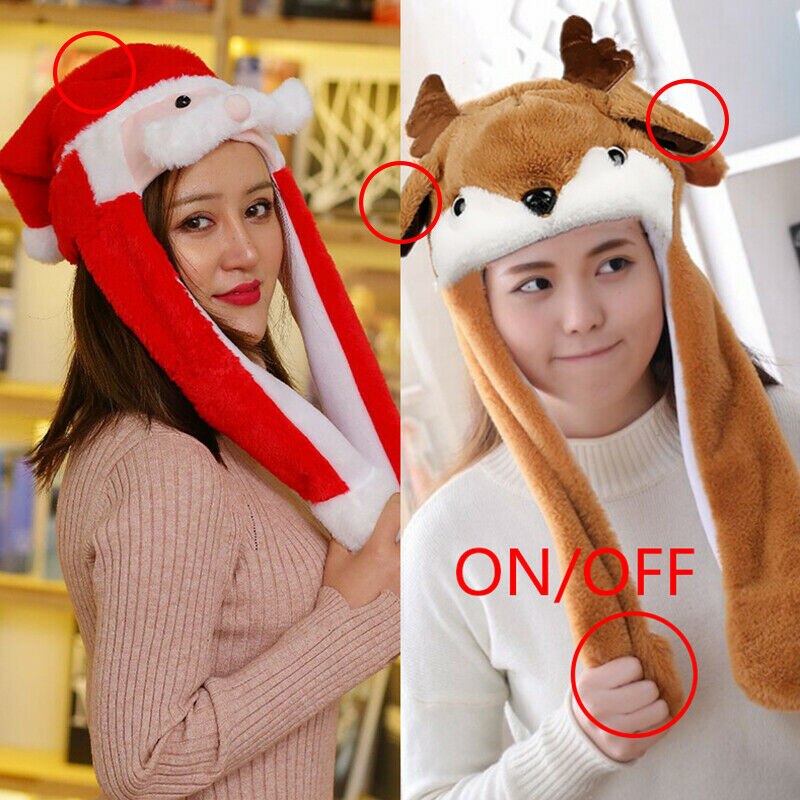 Prick-eared Movable Santa Claus Elk Ears Hat Doll Toy Christmas Halloween