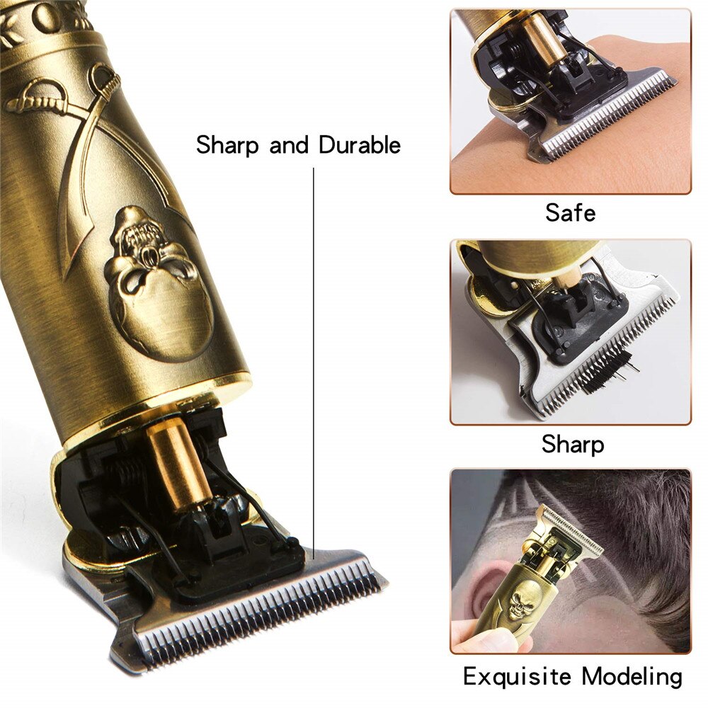 Cordless T blade Hair Trimmer Zero Barber Men Hair Clippers 1500mAh Beard Shaver Haircut Salon Electric USB Rechargeable Razor