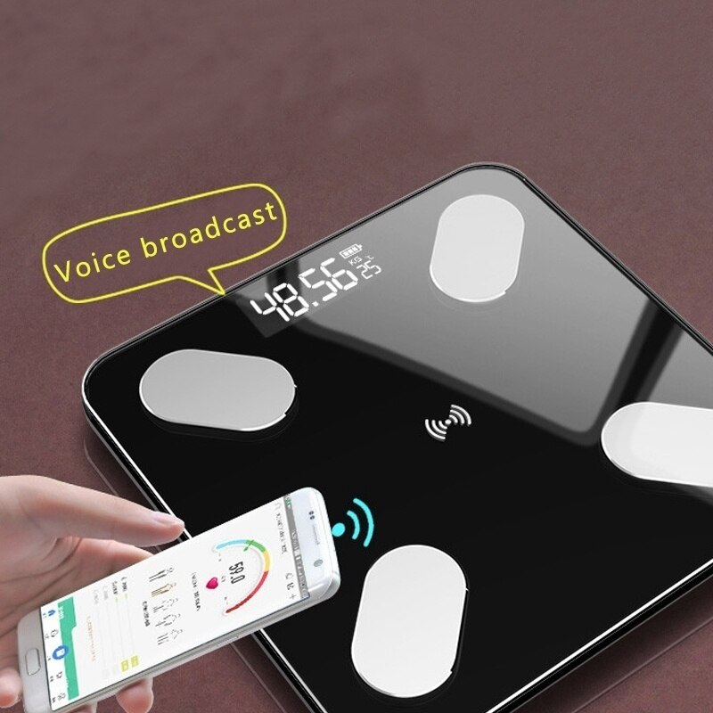 26*26cm lichaamsvetweegschalen slimme bmi-weegschaal led digitale badkamer draadloze weegschaal lichaamsgewicht bluetooth-weegschaal android ios-app