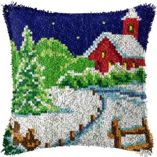 Navidad Gfit bordado almohada pestillo gancho alfombra kits diy alfombras punto de cruz almohada hágalo usted mismo decoración de casa: Verde militar