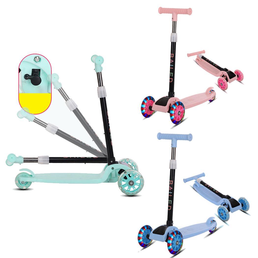 Durable Portable Folding With Flash Light 90kg Sliding Outdoor Folding, > 3 Years Old Children Scooter