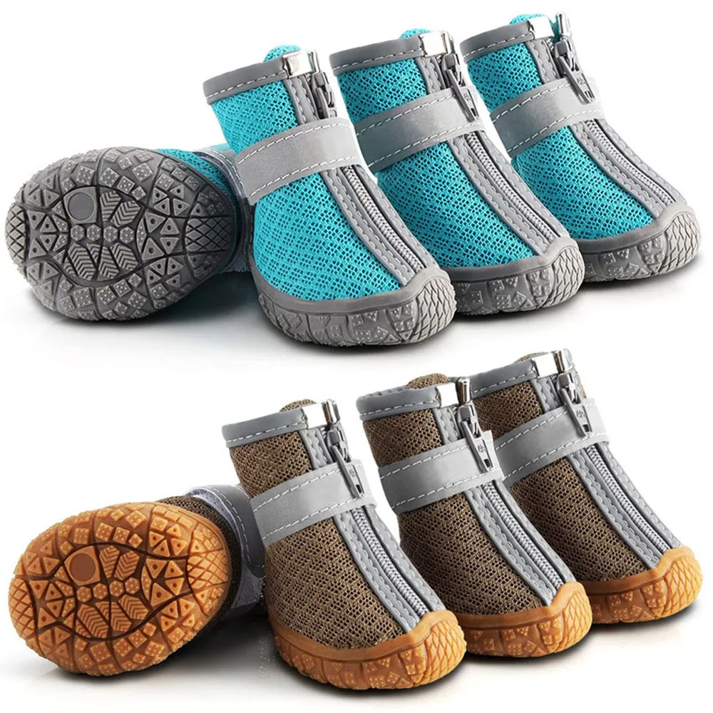 Zapatos de tela de malla para perros, botas para perros, impermeables, reflectantes, resistentes, suela antideslizante, antideslizantes, para exteriores, para perros pequeños, gatos y cachorros