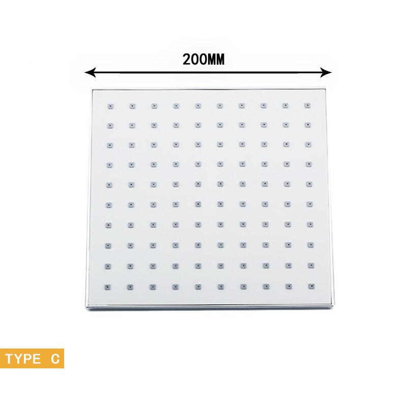 8/10/12 inch Big Rain Shower Head ABS Plastic Square and Round Top Shower Head Over-head Shower Sprayer Chrome and Black: Type C