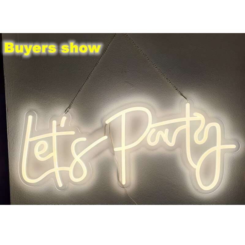 LED Neon Light Sign Lets Party Light Signs For Birthday Single Cocktail Dance Party Wall Decoration 23X10in Custom Made