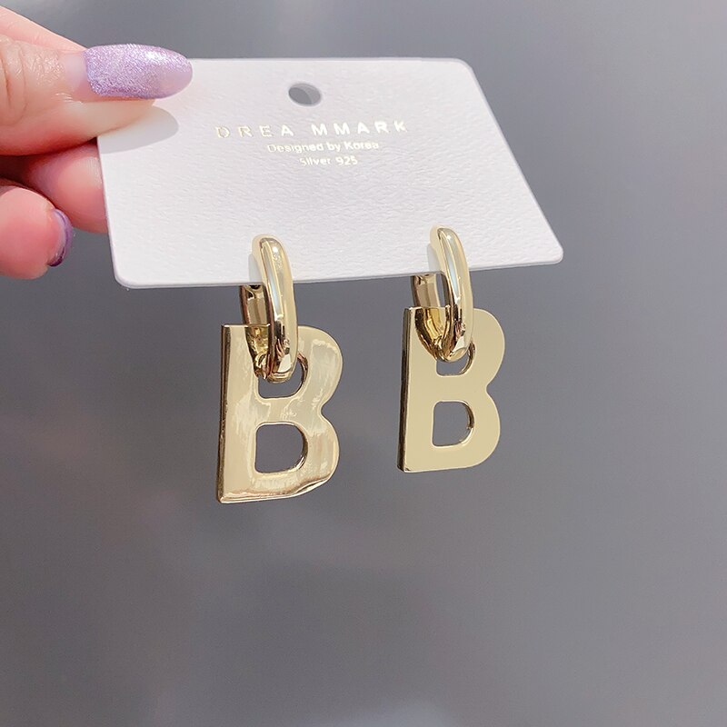 Nouvelles boucles d'oreilles en or, noms de l'alphabet, boucles d'oreilles, boucles d'oreilles longues en strass, bijoux conçus pour les femmes