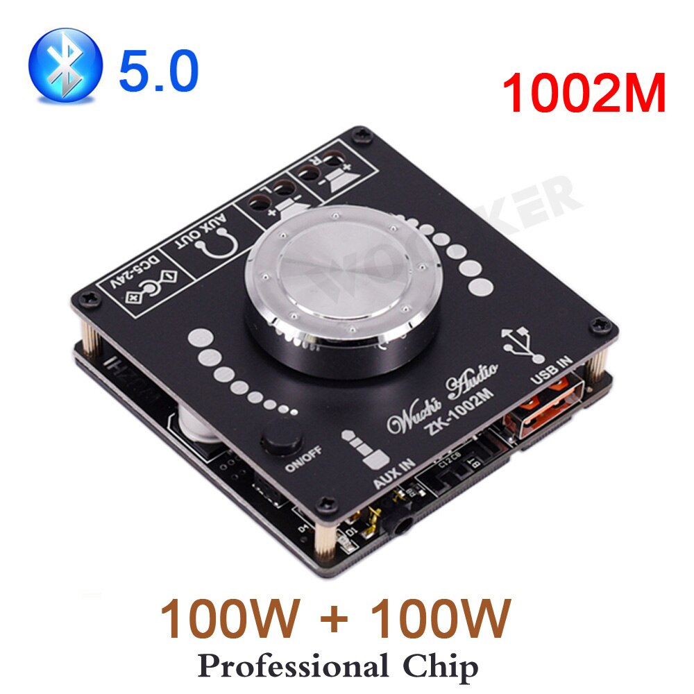 Bluetooth 5.0 TPA3116D2 cyfrowy płyta wzmacniacza Audio zasilania wzmacniacz Stereo kino domowe AUX 502H 1002M 502M 100 wx2 50 wx2: Złota