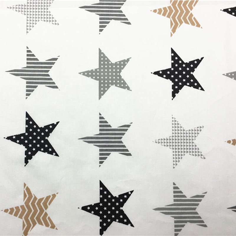 100% cotton twill textile black gray stars black white polka dot 0.8cm fabrics for DIY bedding handwork quilting patchwork craft
