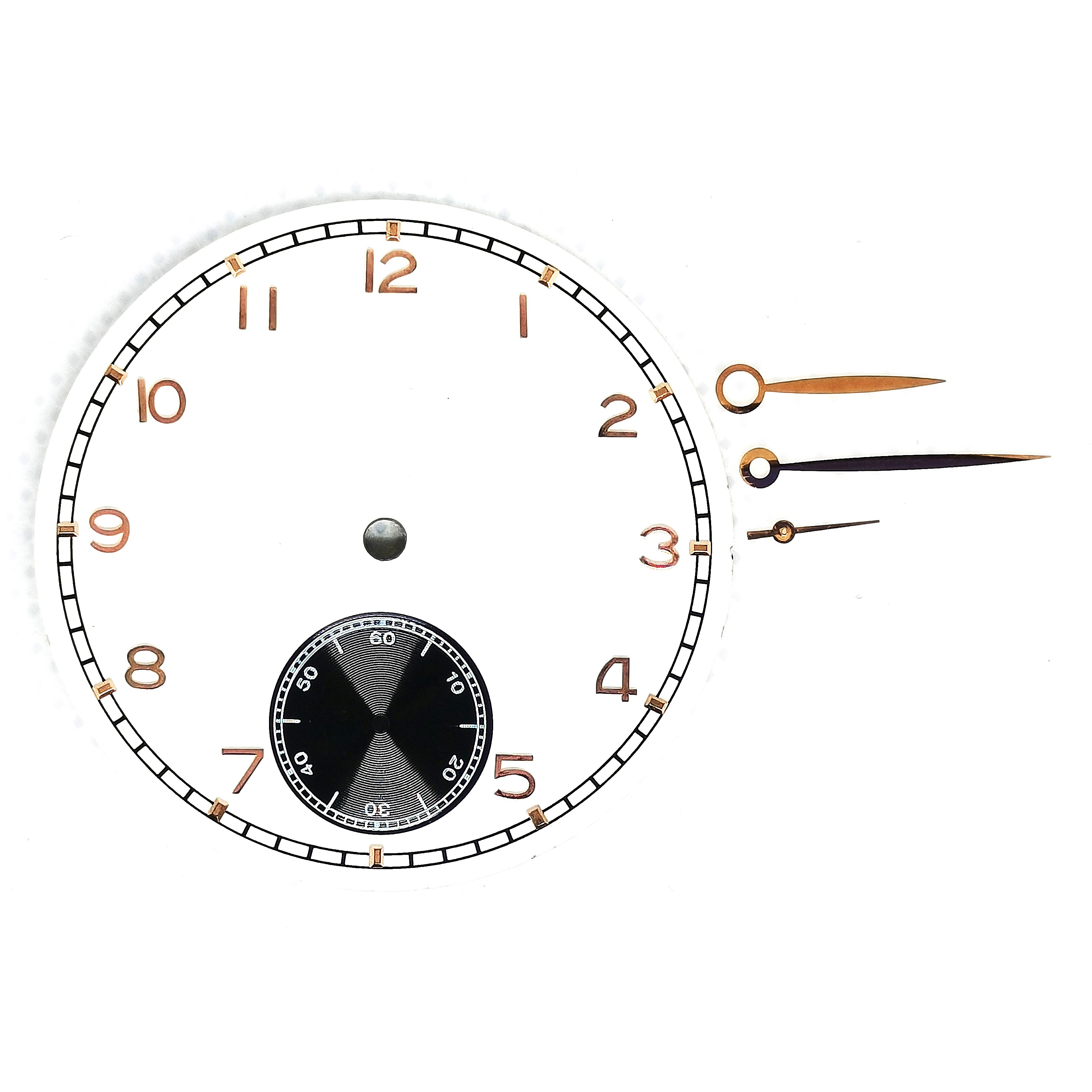Man's Watch Part For Manual Winding Movement Eta 6498 Rose Gold Dial And Hour Hands