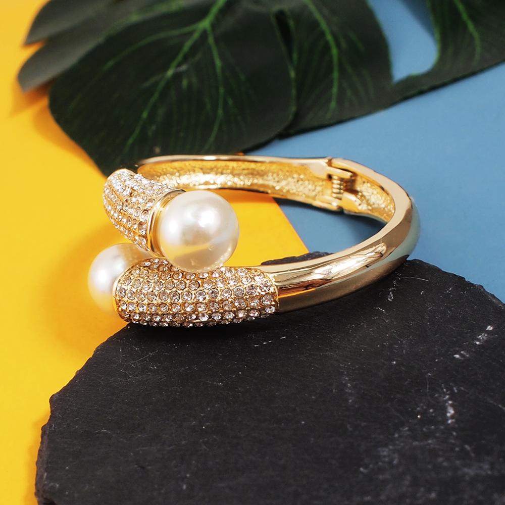 Manilai Gouden Zilveren Kleur Lichtmetalen Manchet Armbanden Charm Imitatie Parels Armbanden Armbanden Voor Vrouwen Sieraden Accessoires