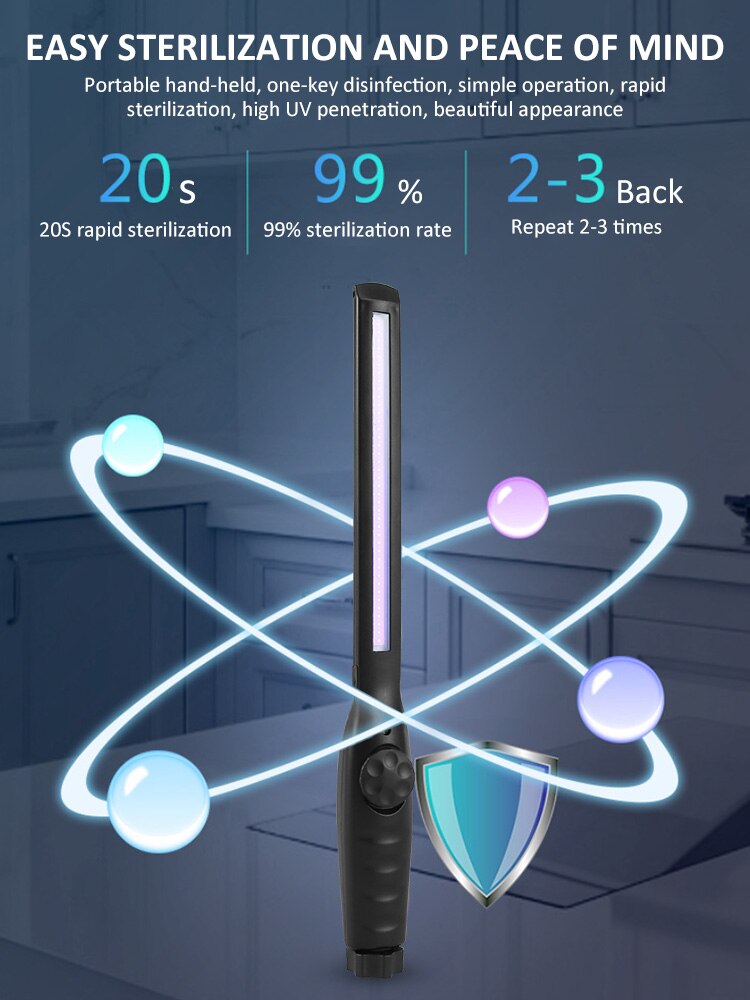 Portable Ultraviolet Light UVC Germicidal Lamp High Efficient Handheld Ultraviolet Lamp for Home School UV Sterilizer Light