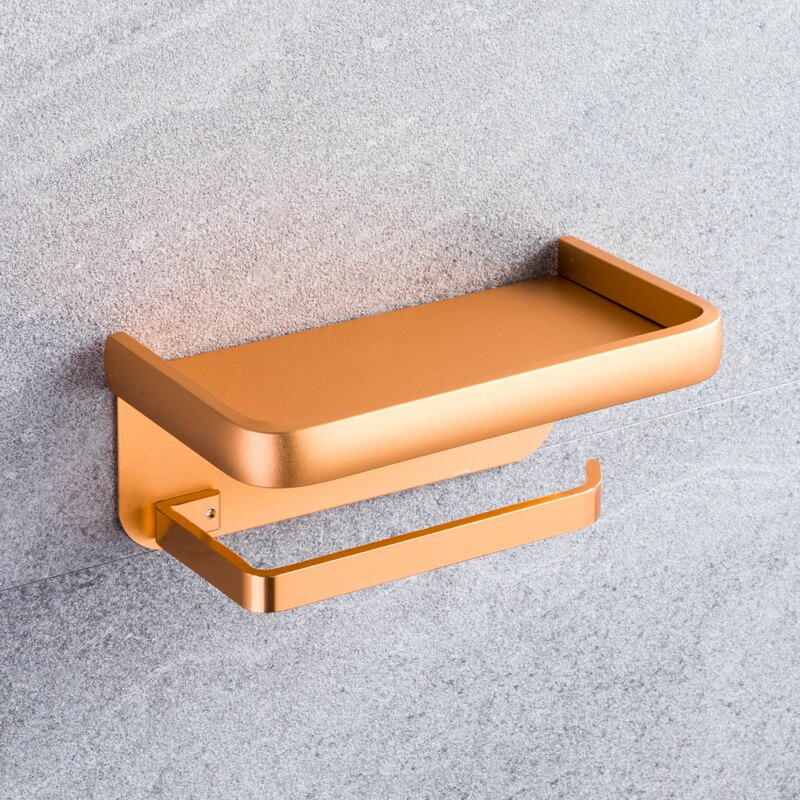 Soporte de papel higiénico montado en la pared para baño, portarrollos de aluminio negro mate, soporte de papel de cocina: Champagne Gold