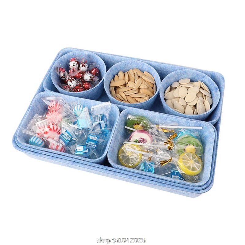 8 In 1 Felt Office Drawer Organizer Trays Drawers Organizers Bins Dividers Storage Bins For Makeup Jewelry D17 20: Blue