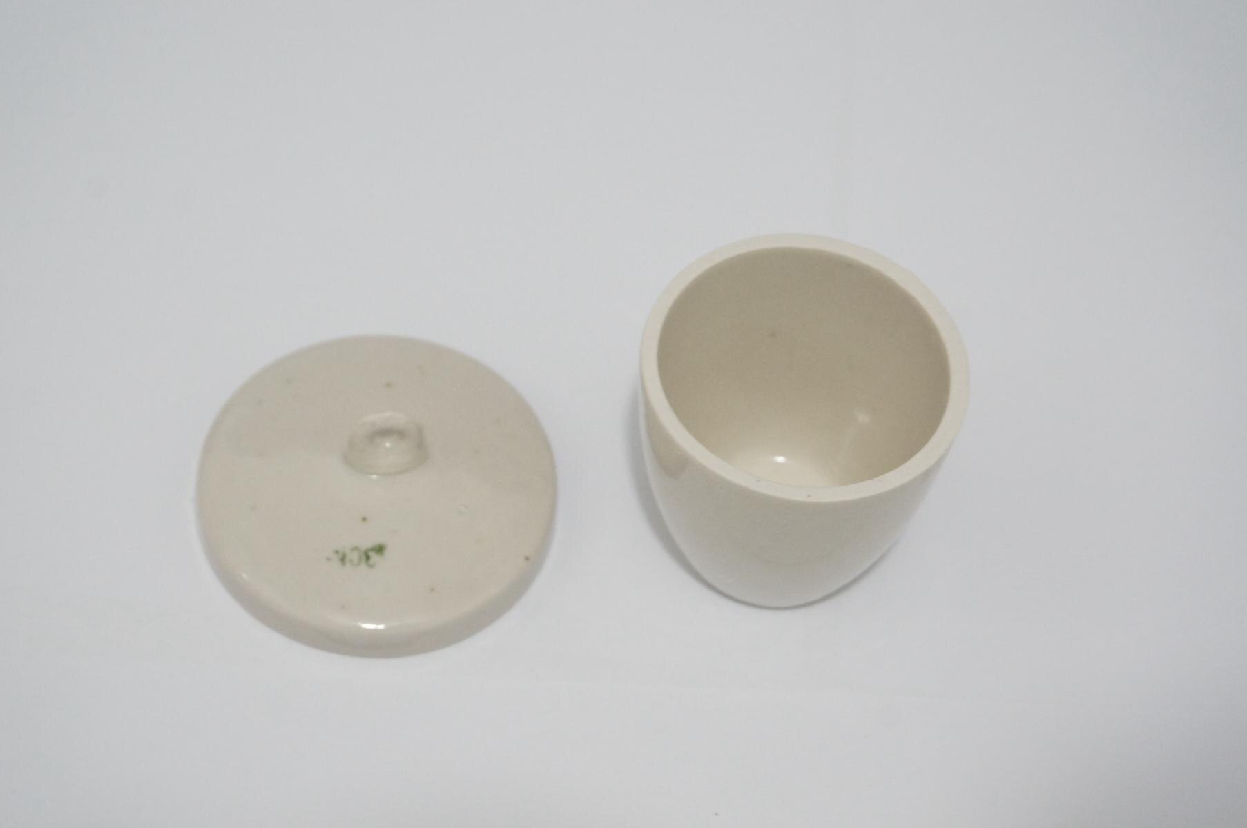 Crisol de porcelana de laboratorio, crisol de cerámica con cubierta, 30ml