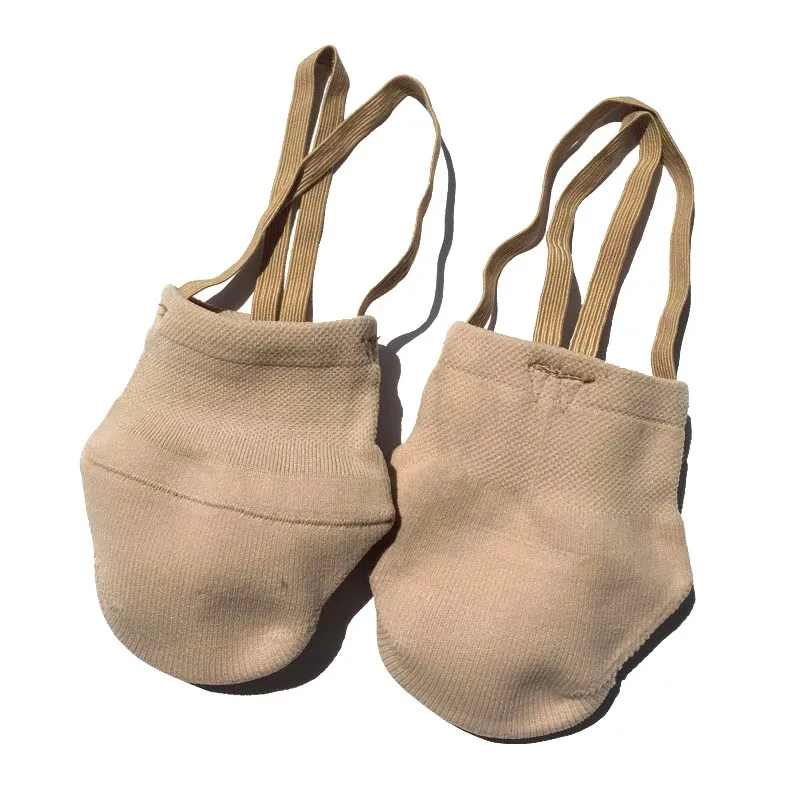 Prof. Zapatos de gimnasia rítmica de competición Medias calcetines suaves tejidos, zapatos de baile de color piel