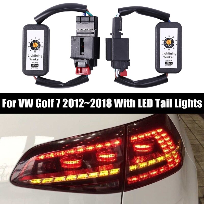 2Pcs Dynamic Turn Signal Indicator LED Taillight Add-on Module Cable Wire for Golf 7 Tail Light