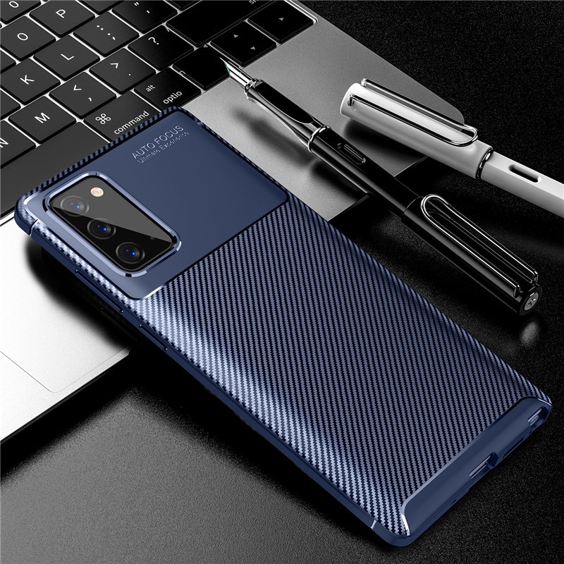 Carbon Fiber Case For Samsung Galaxy Note 20 Case Note 20 Ultra Cover Soft Phone Bumper For Samsung Galaxy Note 20 Ultra Funda: For Samsung Note 20 / Blue