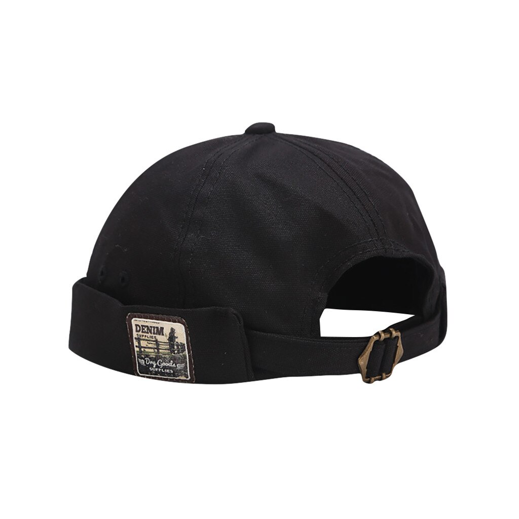 Vouw Skullcap Retro Mannen Sailor Cap Vrouwen Warm Rolde Manchet Emmer Cap Brimless Hoed Verstelbare Muts Motorkap Mutsen: BK