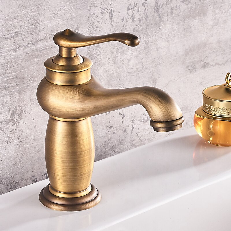 Bathroom Antique Bronze Solid Brass Luxury Basin Sink Tall Faucet Single Handle Water Mixer Bath Tap High And Short Style Crane