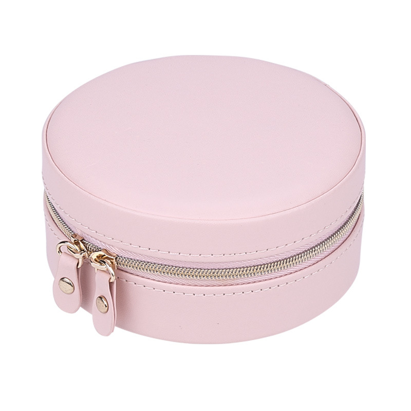 Jewelry Organizer Cases Display Travel Portable Jewelry Box Leather Storage Organizer Earring Holder Boxes Travel Cosmetic Bag: M4-pink