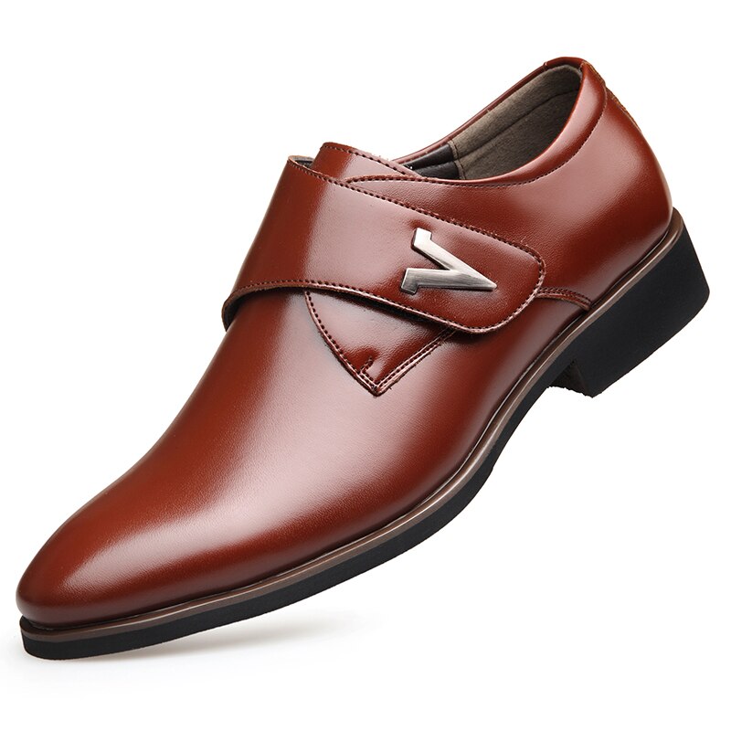 Modern slip-on herr kostym klänning skor kontor bekväma man läder skor zapatos hombre dfv 67: Kastanjebrunt / 44