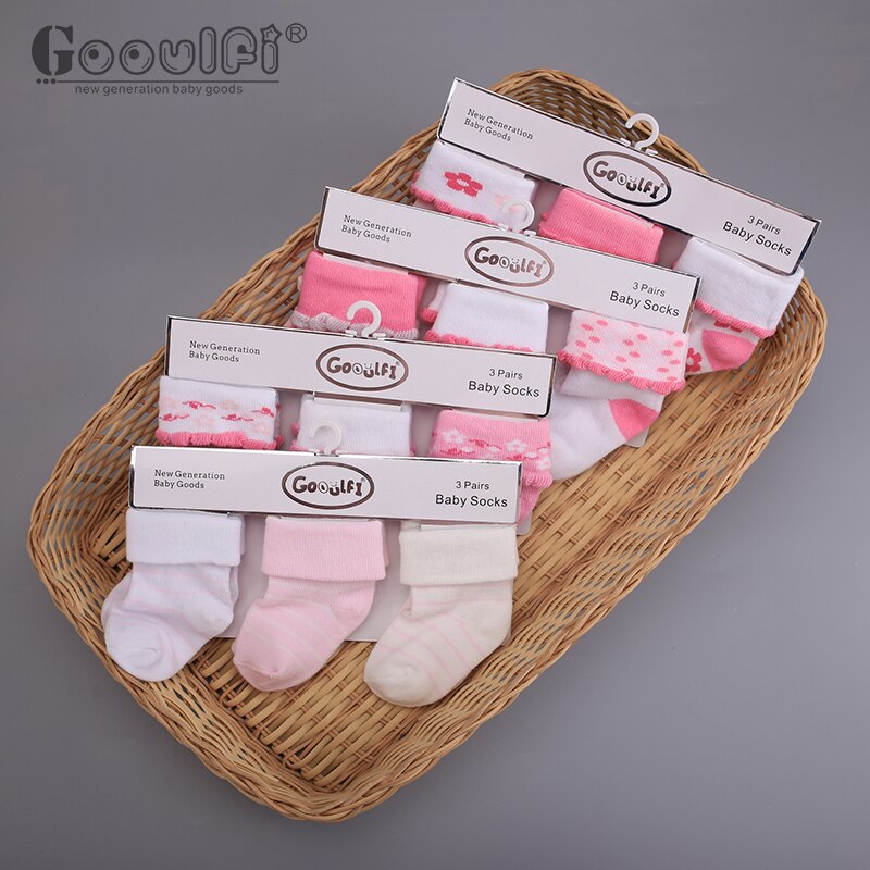 Gooulfi unisex Baby Socken Neugeborenen 3 Paare viel Karikatur Blumen- freundlicher Socken Pack Sommer Gestrickte Baumwolle Baby Jungen Socken 6-12 monate