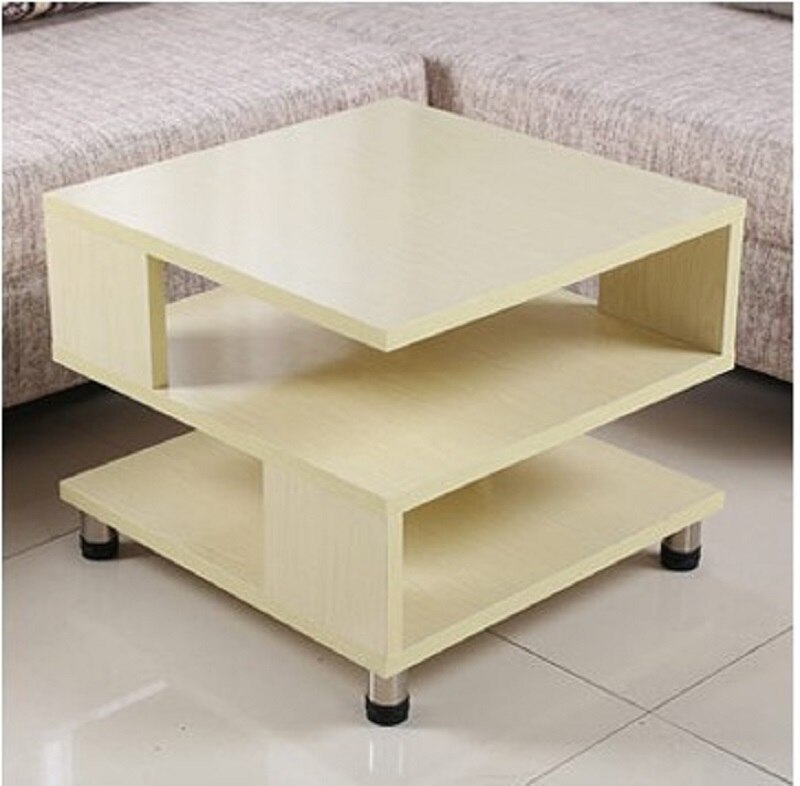 K-STAR Eenvoudige Sofa Kant Salontafel Gehard Glas Mini Thee Tafel Woonkamer Creatieve Vierkante Sofa Tafel: White maple