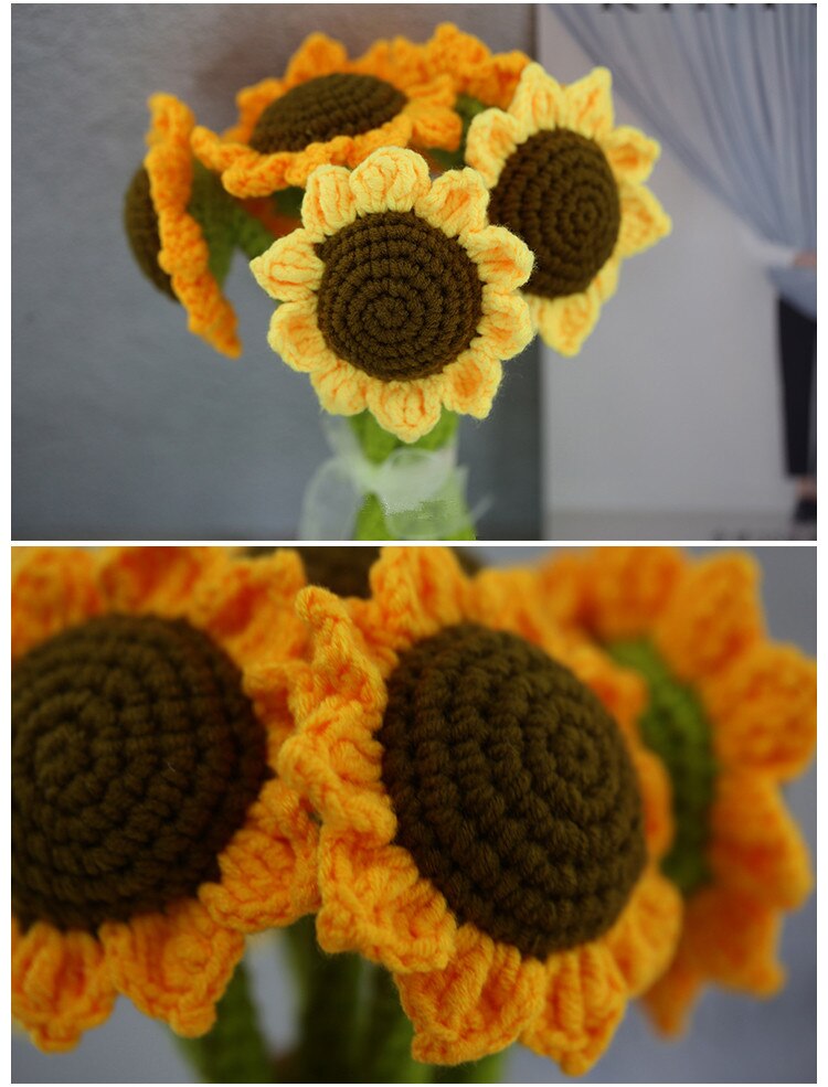 DRYFAL Afgewerkt Breien Gehaakte Bloem Boeket Hand DRYFAL Afgewerkt Breien Gehaakte Bloem Boeket Hand