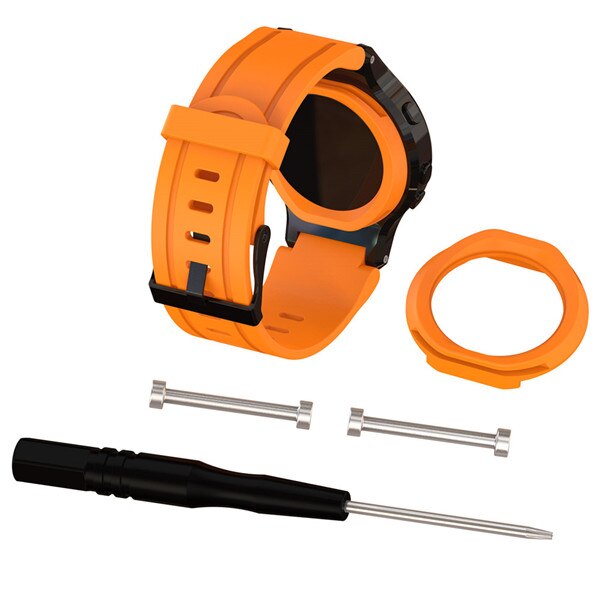 Siliconen Vervanging Polshorloge Band + Case Cover Voor Garmin Forerunner 225 horlogeband met tool Outdoor Sport bandjes Armband: Oranje