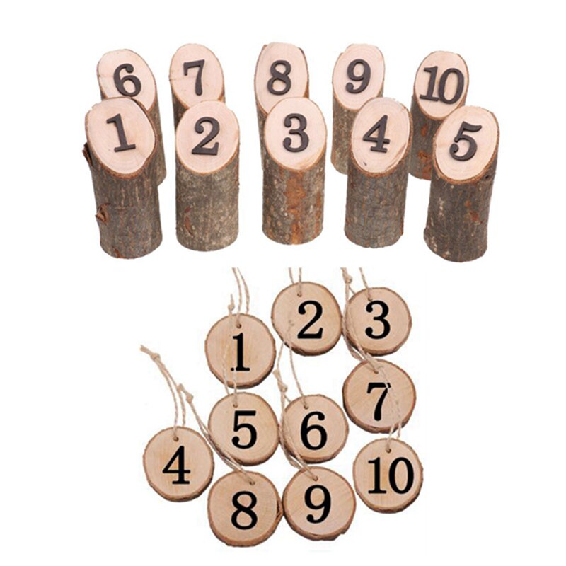 1-10 Wooden Table Numbers & 1-10 Numbers Wooden Hanging Table Cards Place Holder Table Number Figure Card Digital Seat