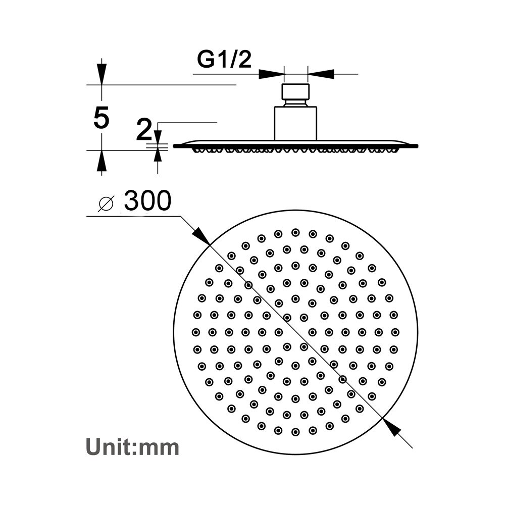 8inch Shower Head Bathroom Rain Douche 304 Stainless Steel High Pressure Rainfall Round Rainfall Filter Bathroom Shower System: 12 inch