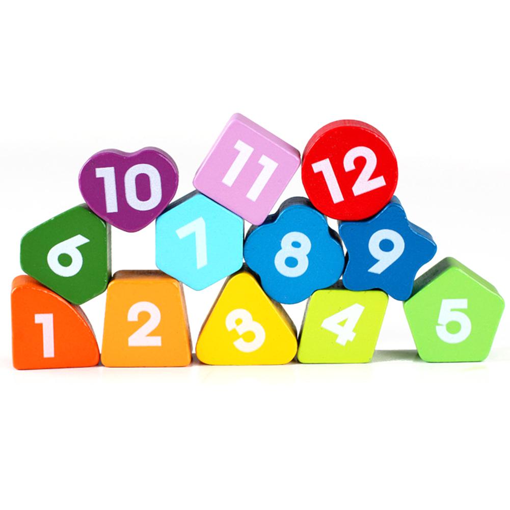 Wooden Digital Numbers Clock Puzzles Geometry Cognitive Kids Toddler Early Education Toy