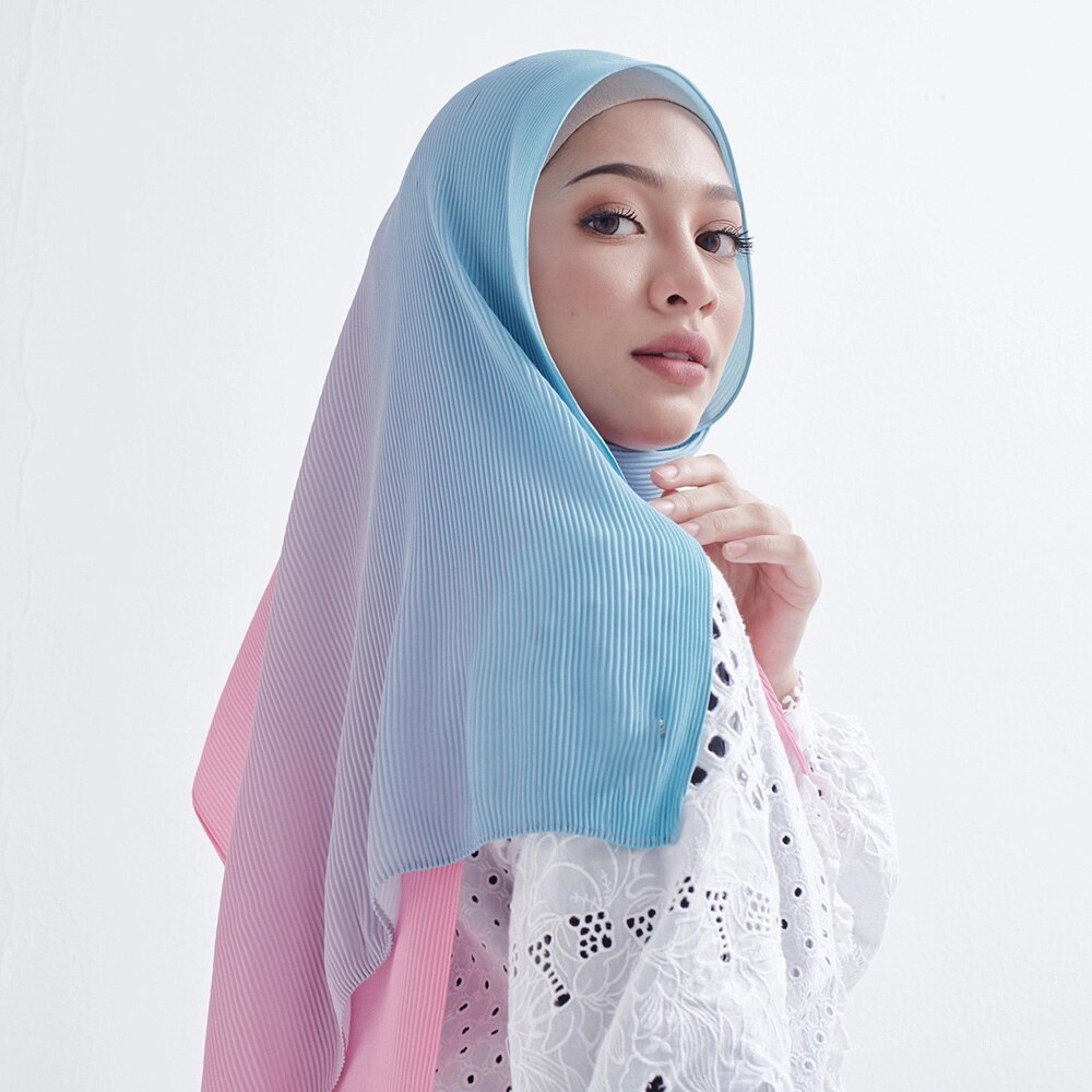 Ombre Chiffon Hijab Muslim Women Hijab Scarf Shawl Islam Headwrap Pleated Gradient Hijabs Shaded Crinkle Hijab Summer
