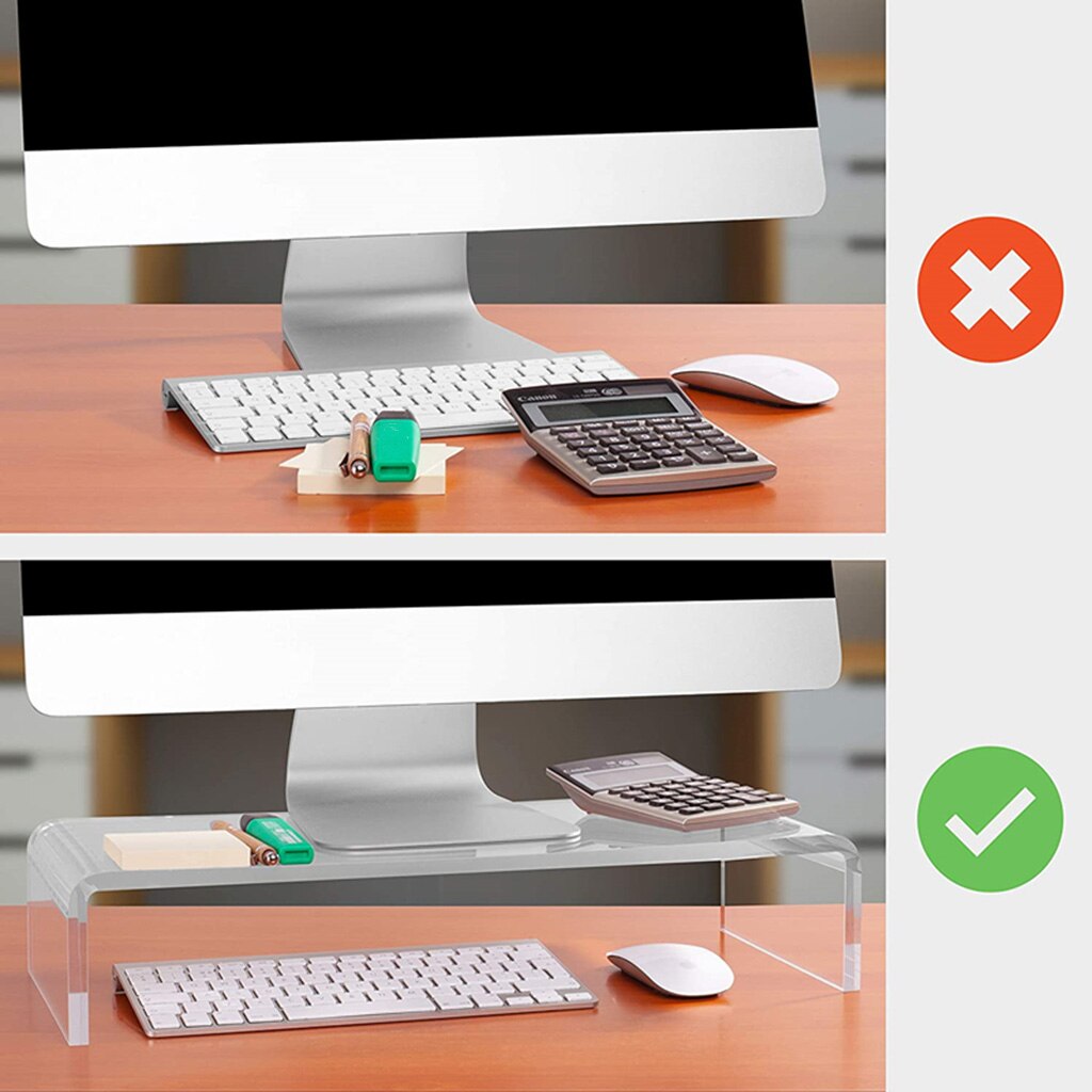 Transparent Monitor Stand Desktop PC Computer Screen Riser Tray Holder