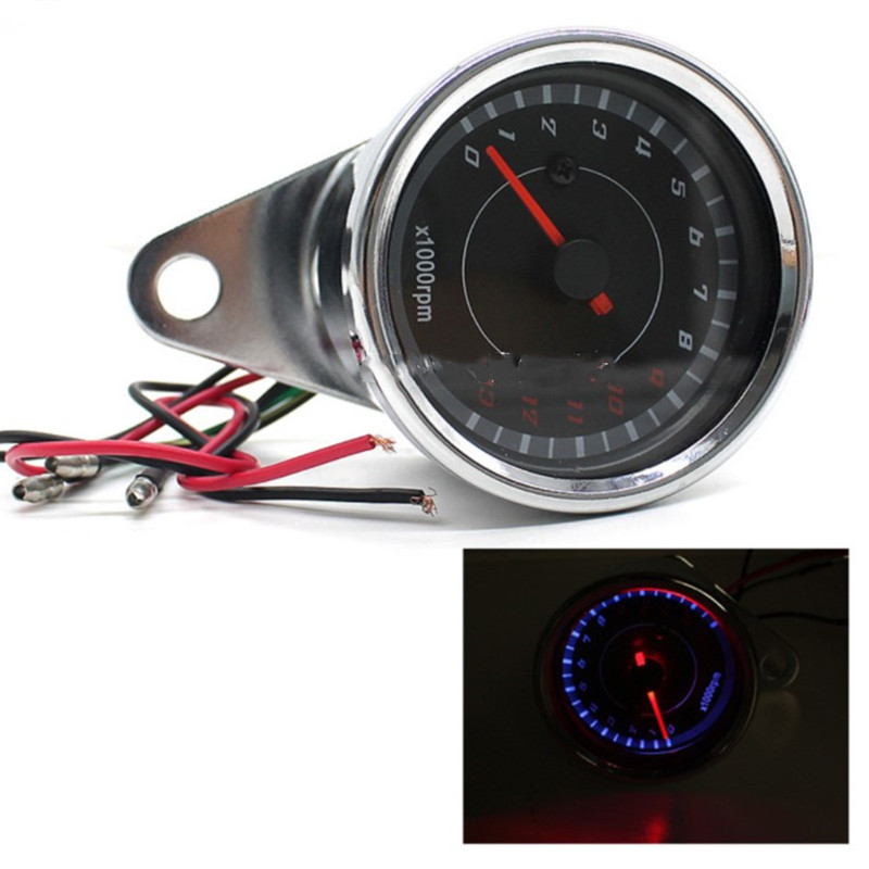 Motorcycle Tachometer Meter LED Backlight Gauge Rev Counter 12V Auto Tacho Meter Pointer 0-13000 RPM Universal Refit Accessories