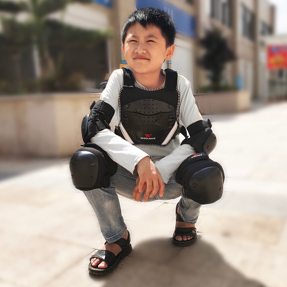 WOSAWE niños motocicleta armadura cuerpo Moto chaqueta espalda hombro niños cuerpo Protector engranaje Motorcross rodilleras codo Protector