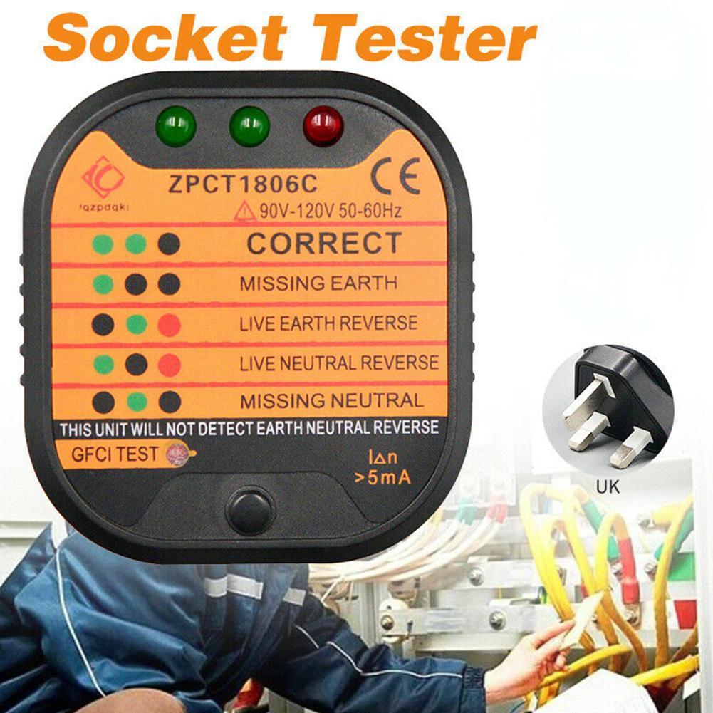 AST01 Electric Socket Tester EU Plug US UK AU RCD GFCI Test Outlet Ground Zero Line Plug Polarity Phase wire Wall check