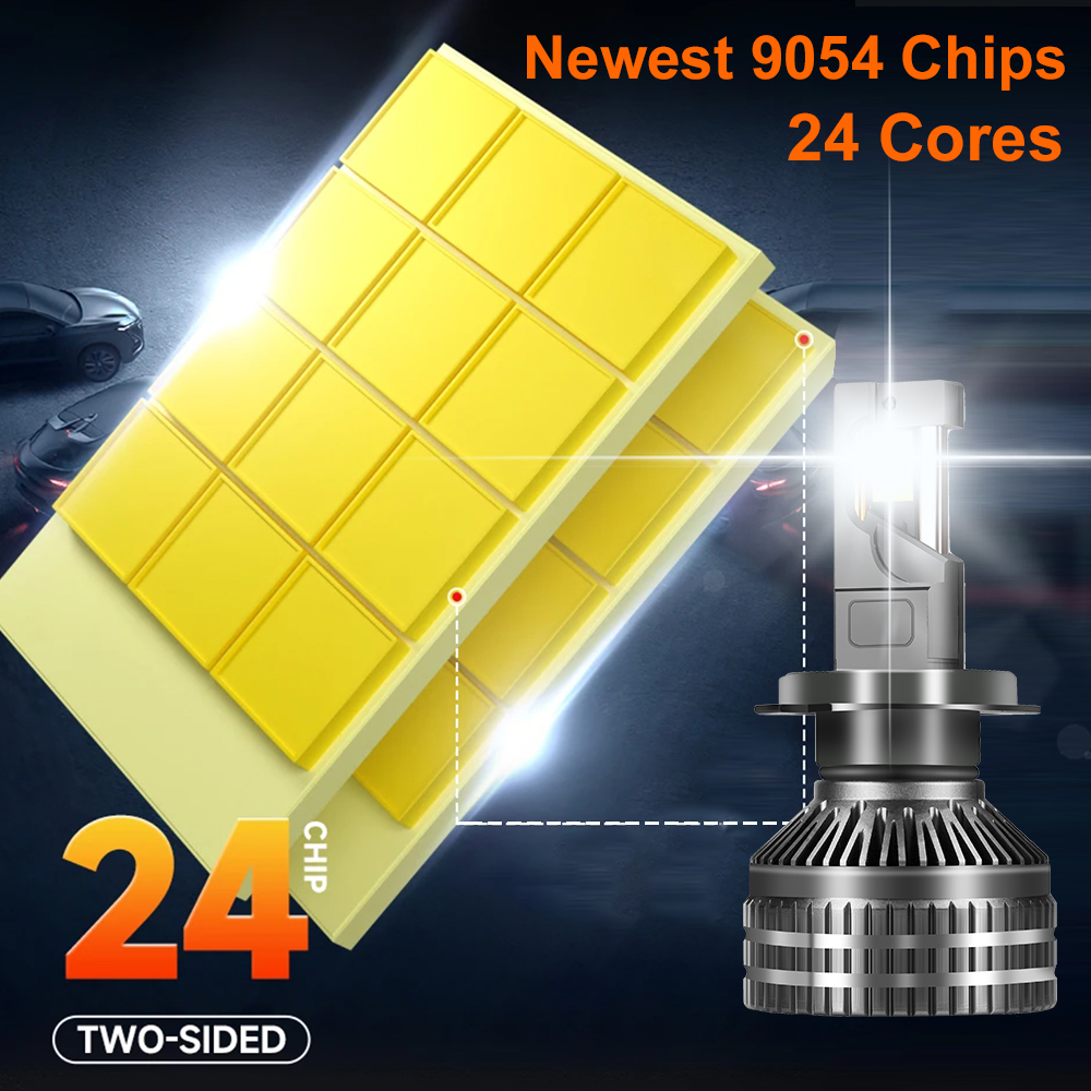 YHKOMS Canbus H4 H7 Led 3 Koperen Buizen 9005 9006 H1 H11 Lamp Led Lamp 24 CSP 9054 Power Auto Koplamp licht 12 V 24 V