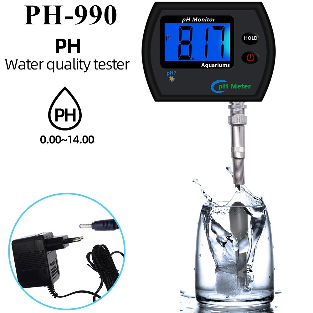 NICREW PH-990 Multi-parameter Online pH Meter Water Monitor Tester for Aquarium Acidometer with EU plug: Default Title
