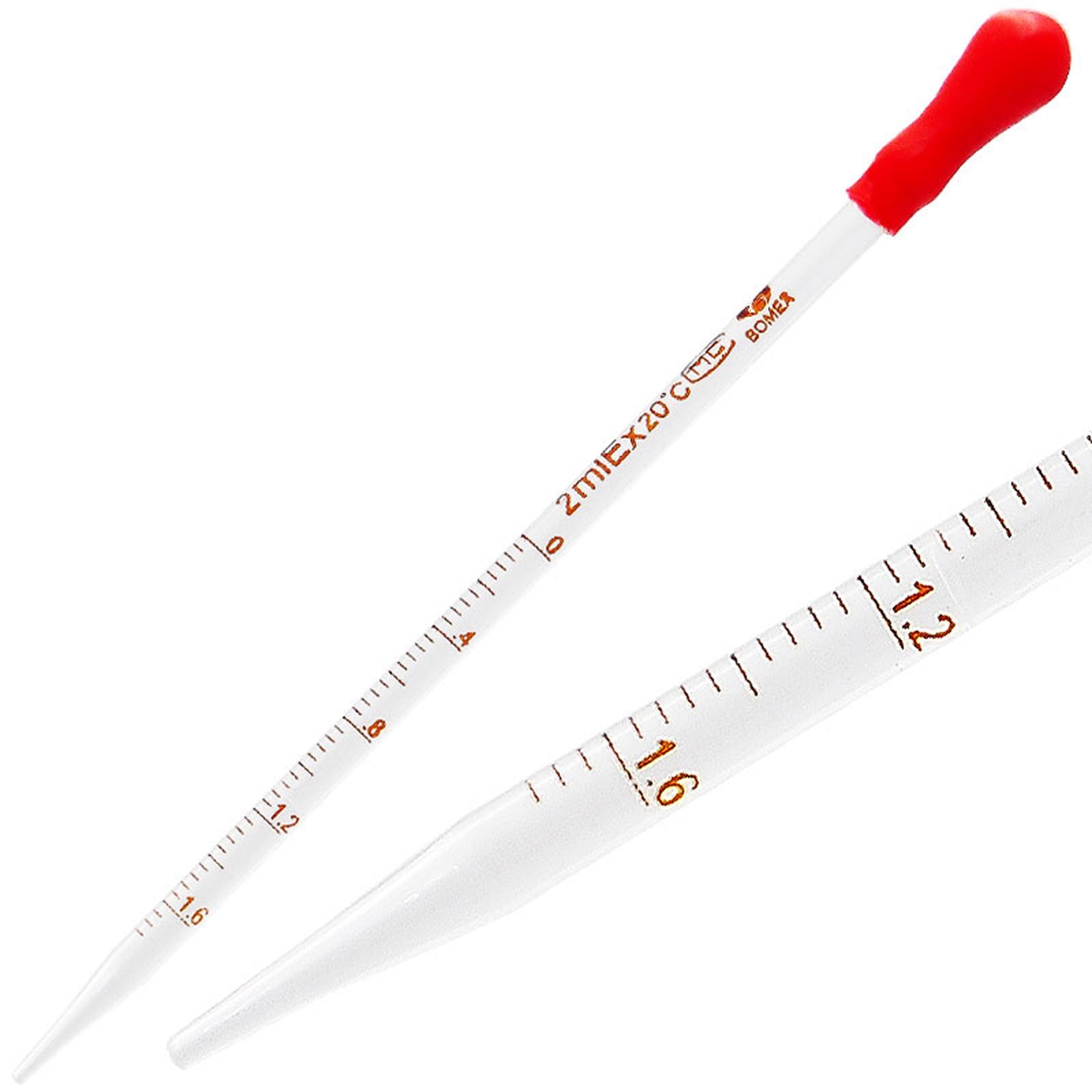Gotero de pipeta graduada de vidrio, dispensador de látex con tapa roja, laboratorio, 0,5/1/2/3ML, 5 uds.