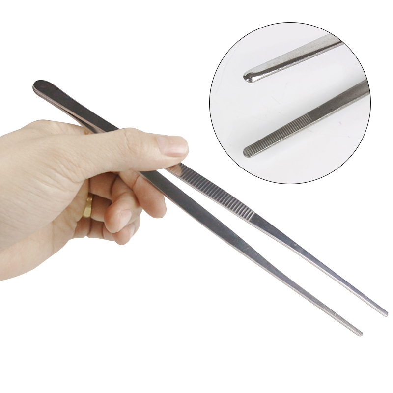 1set Multi-popuse Stainless Steel Tweezers High-precision Household Extension Long Electronic Repair Food Tweezers