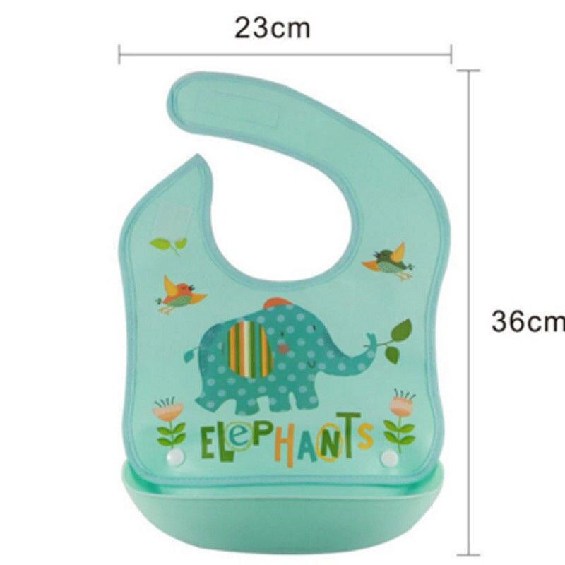 Cute Boys Girls Silicone Waterproof Bib Washable Roll Up Crumb Catcher Feeding Eating Bids Animals Printed Unisex Baby Bids