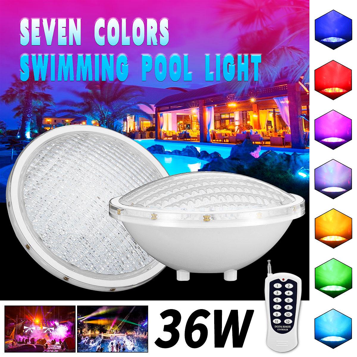 IP68 Led Swimming Pool Light Par56 Led Waterproof Underwater Light 36W RGB+Remote Controller Pond Lights AC DC 12V Piscina