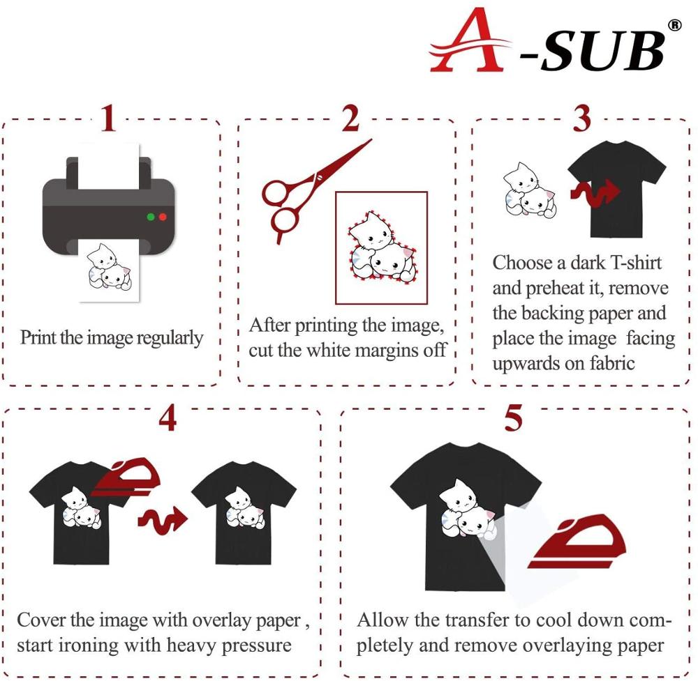 Inkjet T-Shirt Transfer Photo Paper for Dark Color Fabric Cotton Garment 10 sheets