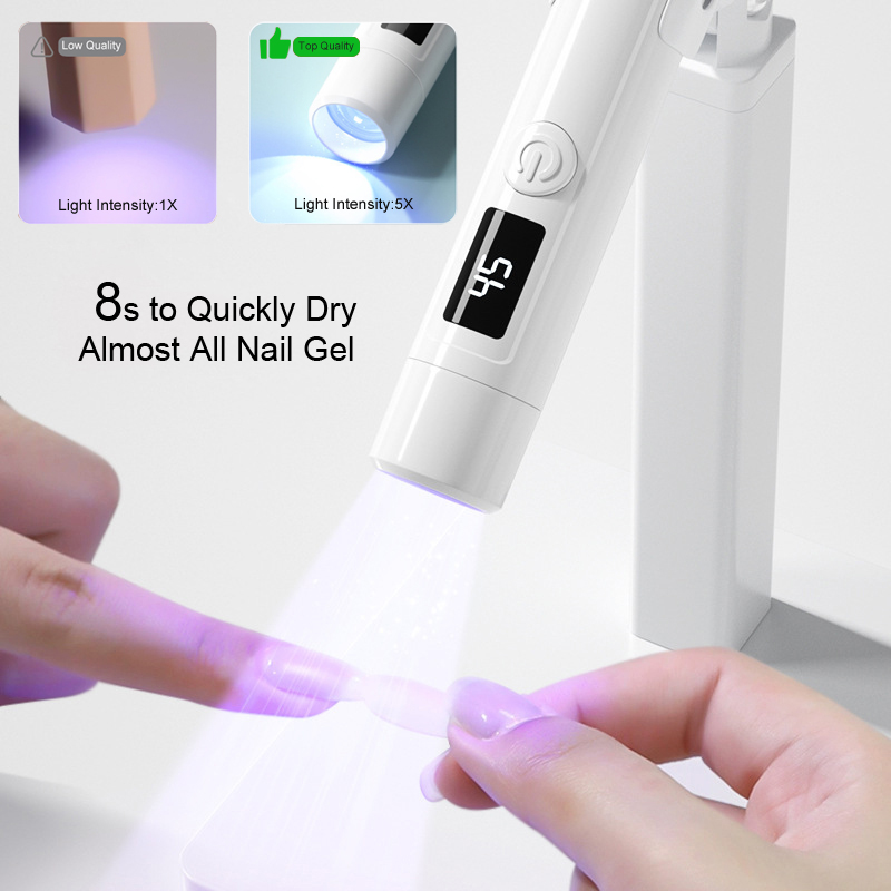 WEGOTTA- Mini secador de uñas led uv portátil lapiz,mini lampara uv led para uñas,linterna lavero led y uv recargable
