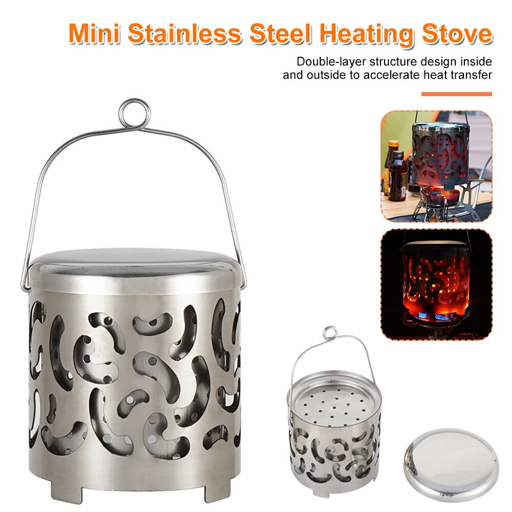 2021new Portable Mini Heater Stove Stainless Steel Outdoor Tent Heating Traveling Warmer