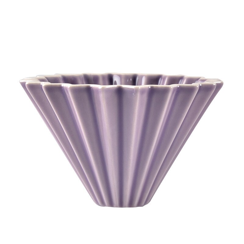 Blomster keramik kaffekop espresso kaffefilter kop origami filter kopper  v60 tragt dryp hånd kop filtre kaffetilbehør: Lilla